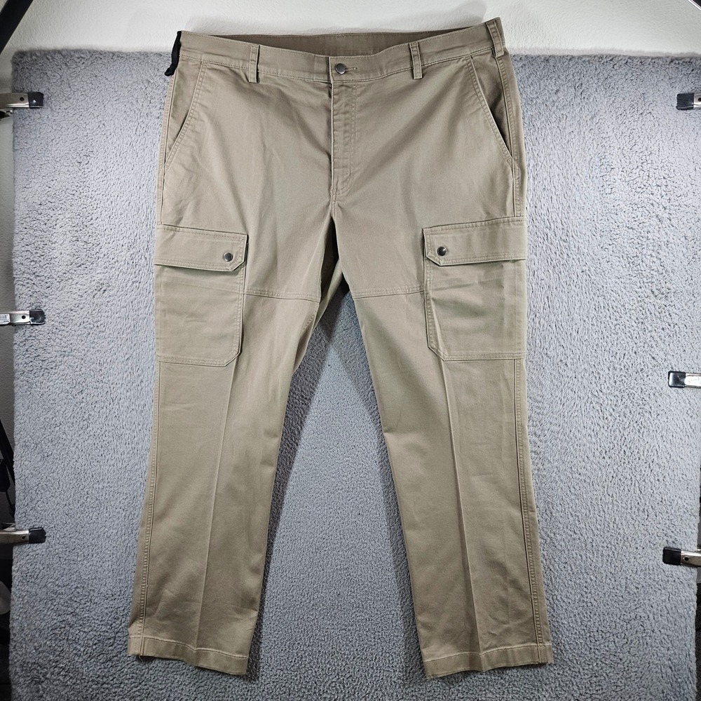 40 Grit Duluth Trading Mens 44x32 Slim Fit Cargo Pants Khaki Tan Stretch